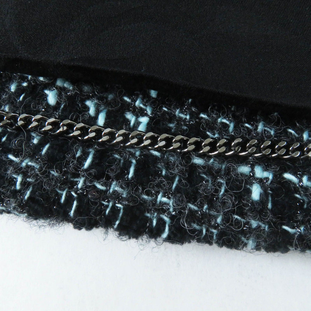 CHANEL 22B Pre-Collection Look 47 Tweed Tailored Jacket CC Buttons Black Turquoise Size 38