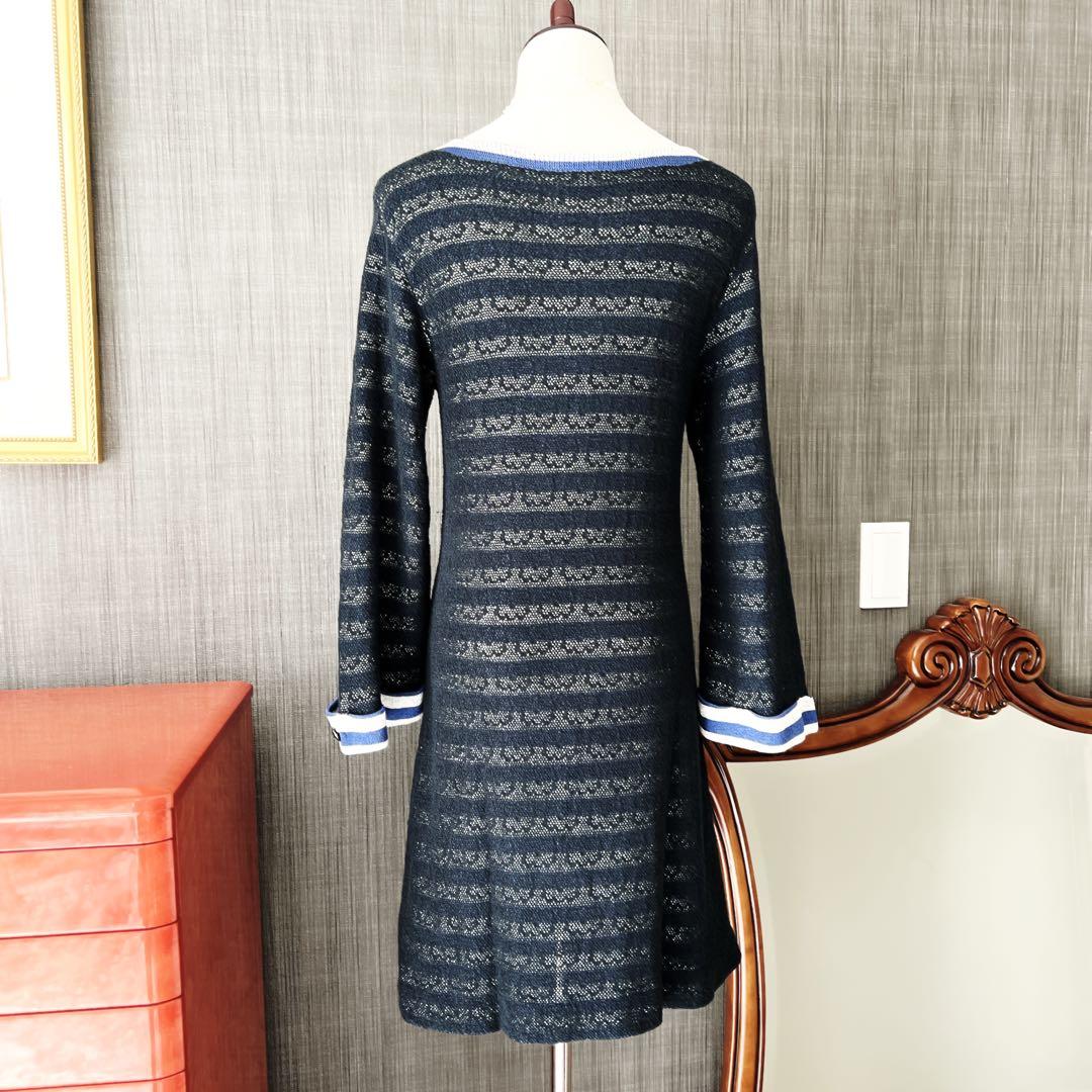 CHANEL Border Lace Embroidery Knit Dress (No Size Tag)