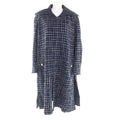 CHANEL 2021 Wool Blend Tweed Coat CC Buttons Navy Runway Piece Size 34 Made in France