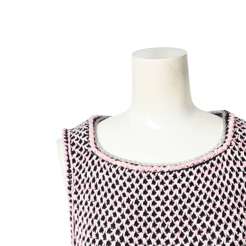 CHANEL Silk Blend Sleeveless Dress with Plated Chain P56642K07388 Size 34