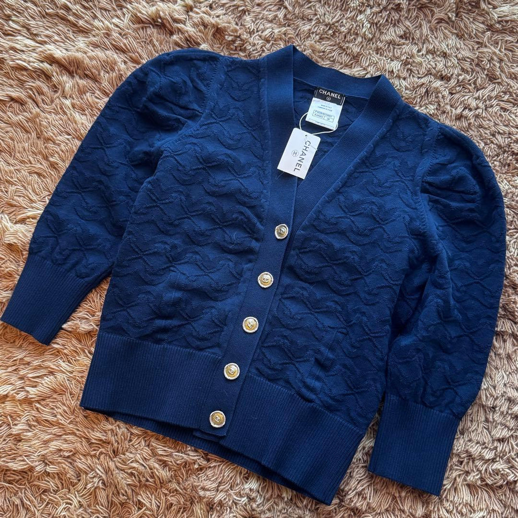 CHANEL Jacket Cardigan Navy Size 38 Unworn