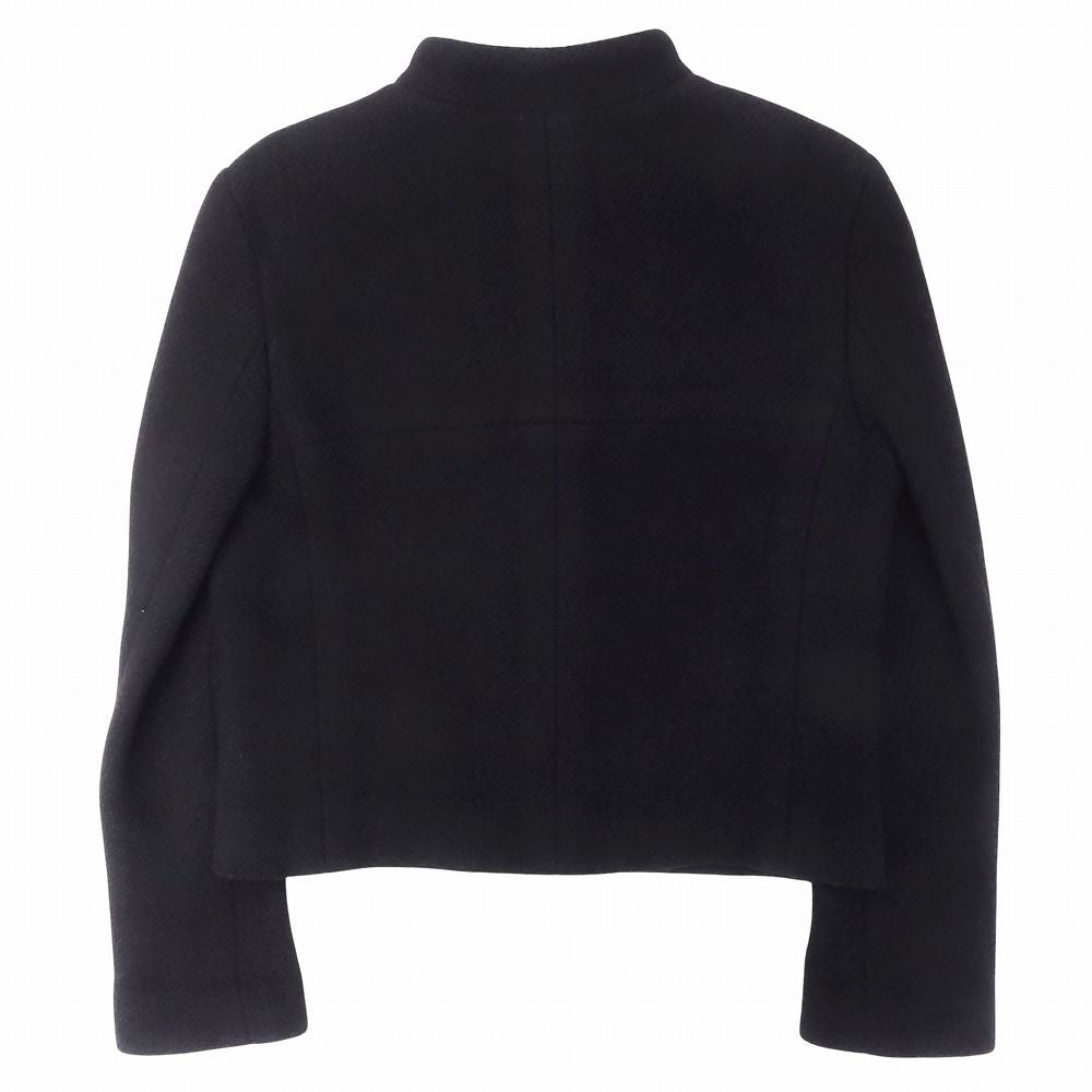 CHANEL 00s Cashmere Blend Cropped Zip Jacket CC Studs Size 38