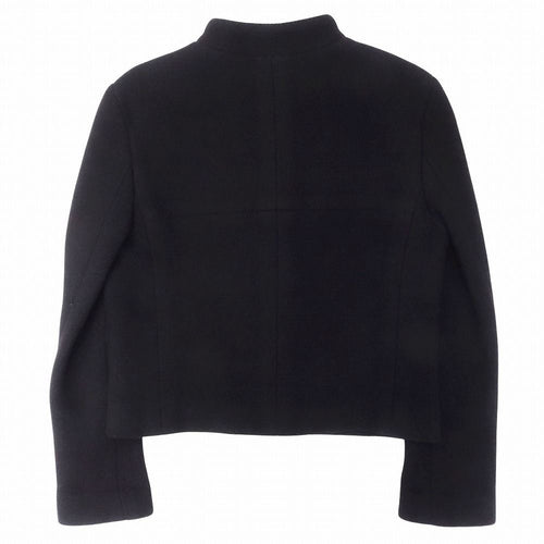 CHANEL 00s Cashmere Blend Cropped Zip Jacket CC Studs Size 38