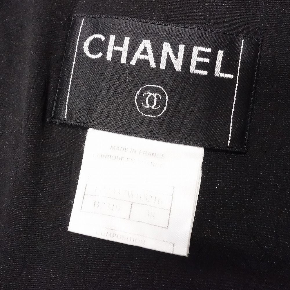 CHANEL 00s Cashmere Blend Cropped Zip Jacket CC Studs Size 38