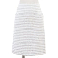 CHANEL 05C Tweed Skirt CC Logo Charm Cotton Linen Size 38