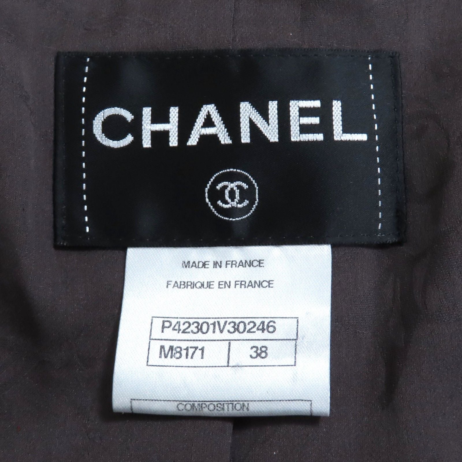 CHANEL Lamé Tweed No-Collar Coat Silk Lining CC Buttons Multicolor Size 38 Made in France
