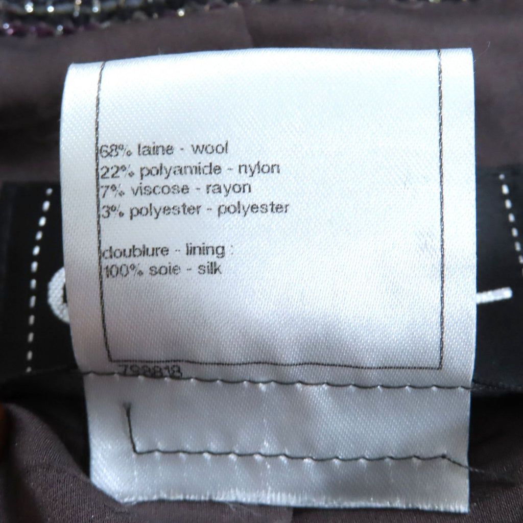 CHANEL Lamé Tweed No-Collar Coat Silk Lining CC Buttons Multicolor Size 38 Made in France