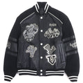LOUIS VUITTON 23SS Printed Leather Varsity Blouson Black Size 46
