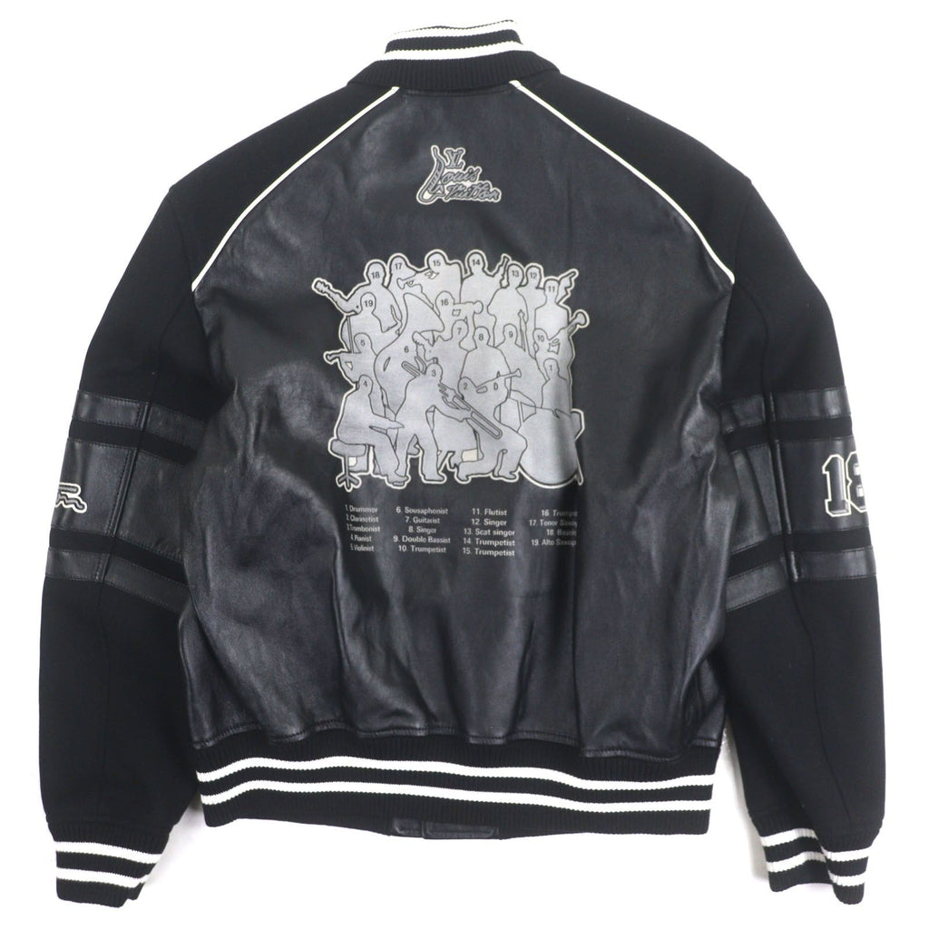 LOUIS VUITTON 23SS Printed Leather Varsity Blouson Black Size 46