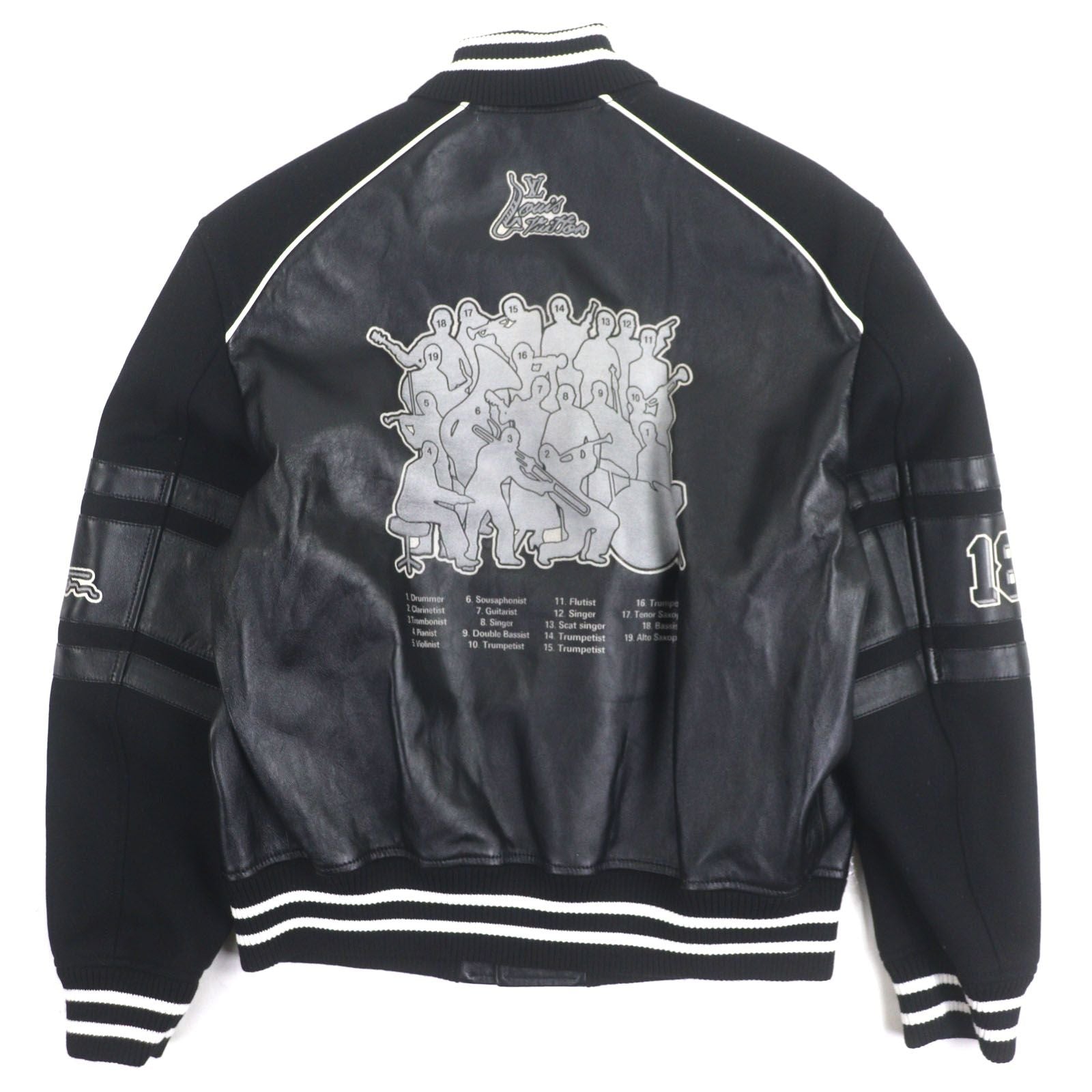 LOUIS VUITTON 23SS Printed Leather Varsity Blouson Black Size 46