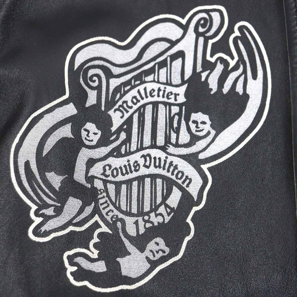 LOUIS VUITTON 23SS Printed Leather Varsity Blouson Black Size 46
