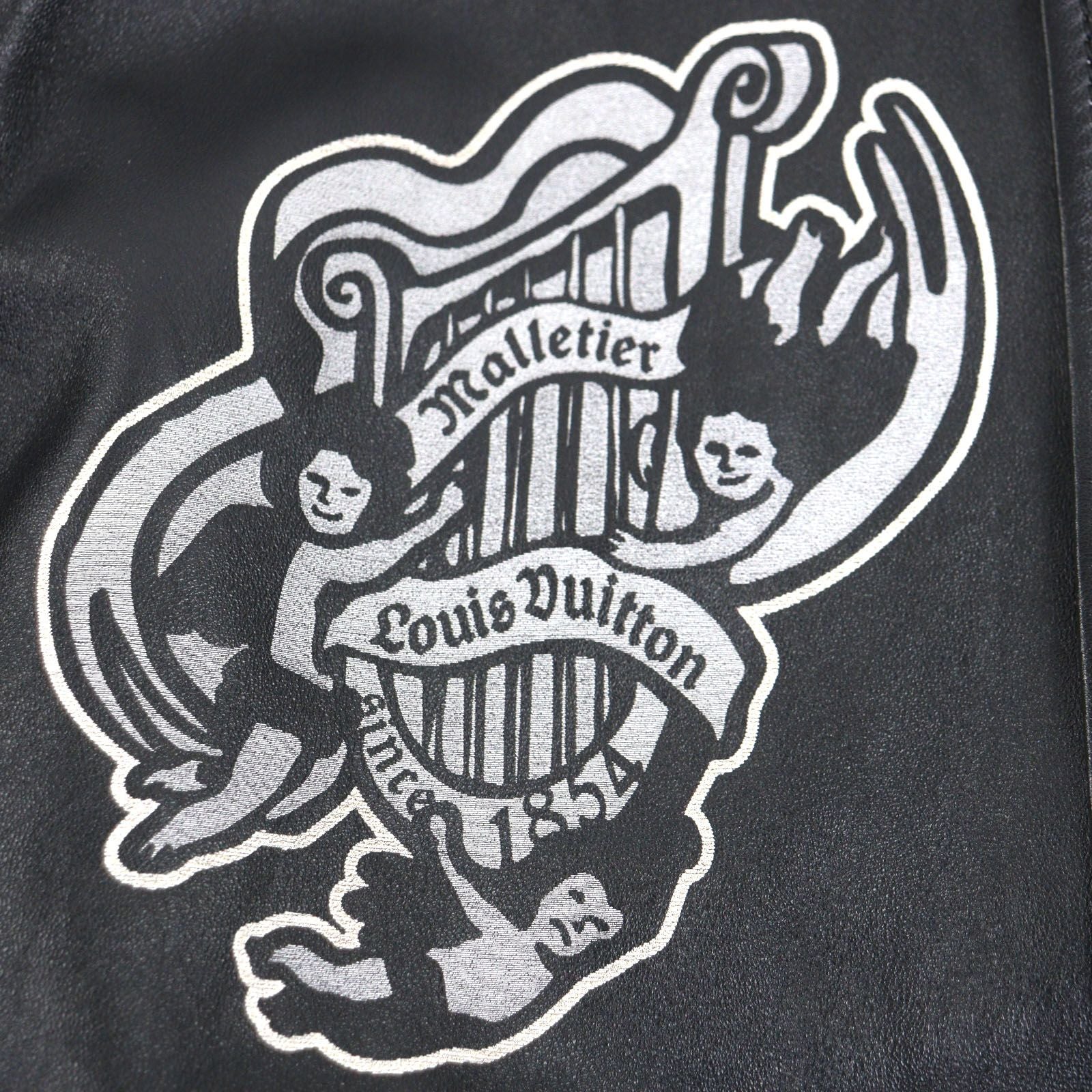 LOUIS VUITTON 23SS Printed Leather Varsity Blouson Black Size 46