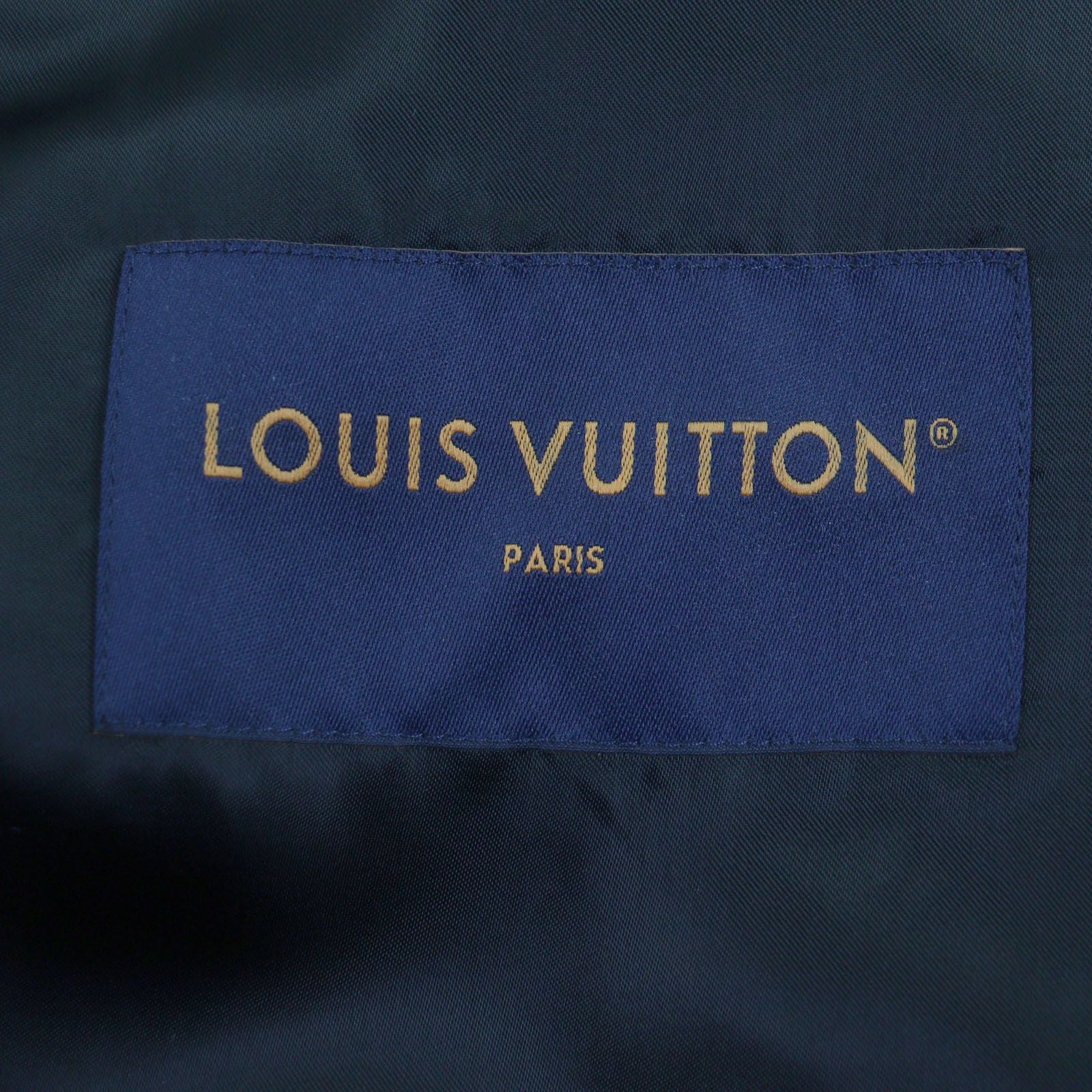 LOUIS VUITTON 23SS Printed Leather Varsity Blouson Black Size 46