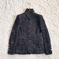 CHANEL Stand Collar / No Collar 2way Tweed Jacket Size 36