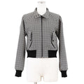 Christian Dior Houndstooth Zip-Up Stand Collar Blouson Monochrome Size 34