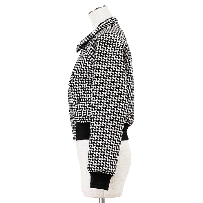 Christian Dior Houndstooth Zip-Up Stand Collar Blouson Monochrome Size 34