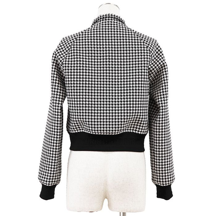 Christian Dior Houndstooth Zip-Up Stand Collar Blouson Monochrome Size 34
