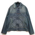 LOUIS VUITTON Monogram Embossed Zip-Up Washed Denim Jacket Size 52