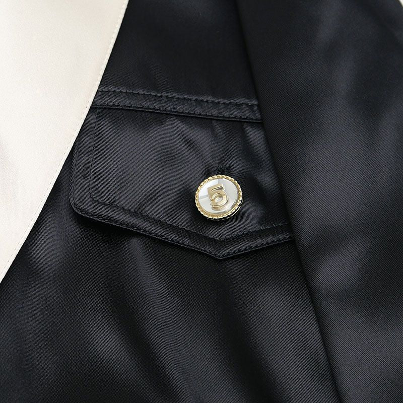 CHANEL No.5 Button Blouson Jacket Black x White Size 38