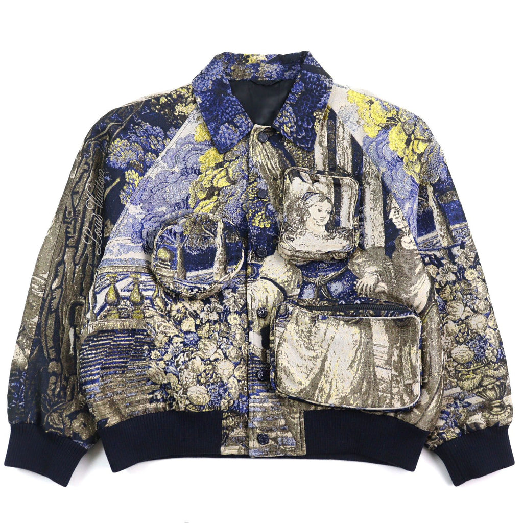 LOUIS VUITTON 2020 Tapestry Logo Embroidered Bomber Varsity Blouson Multicolor Size 52