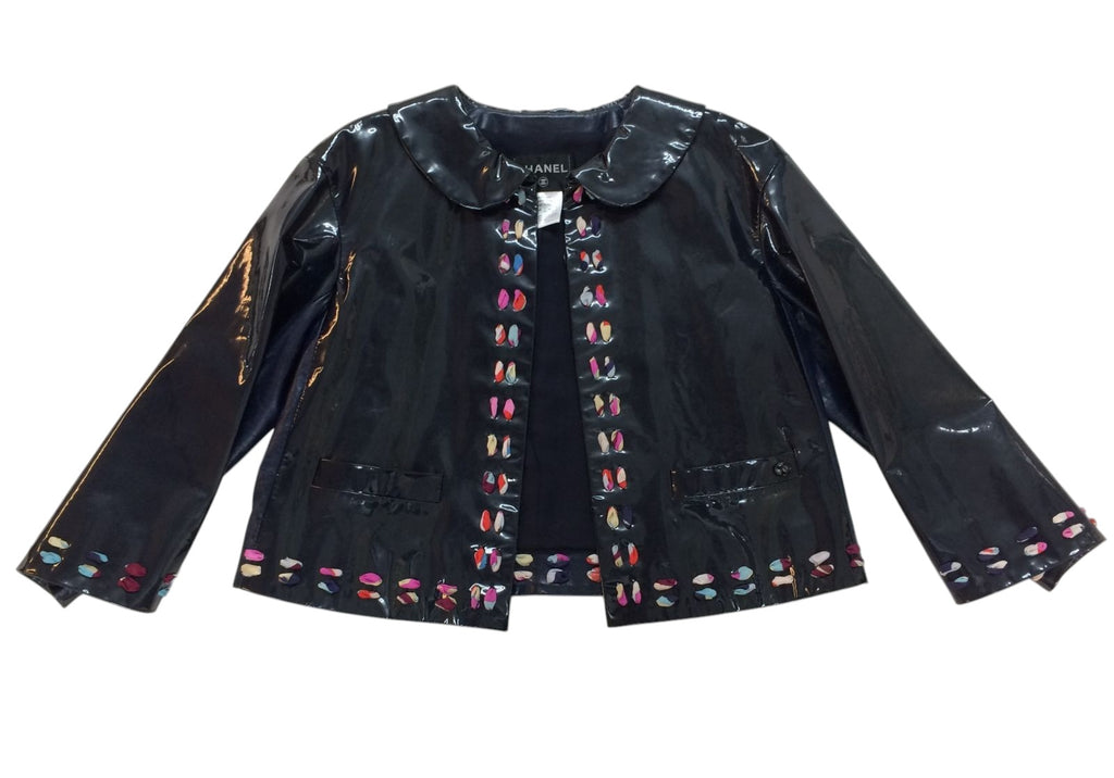 CHANEL CC Mark Ribbon  leather Jacket Size 40
