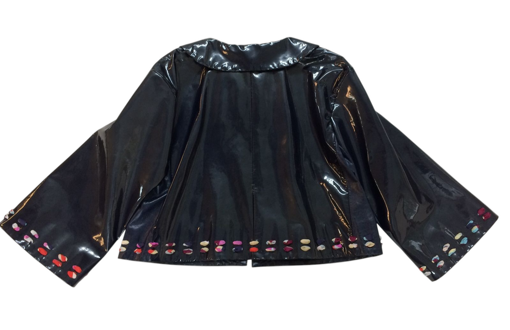 CHANEL CC Mark Ribbon  leather Jacket Size 40