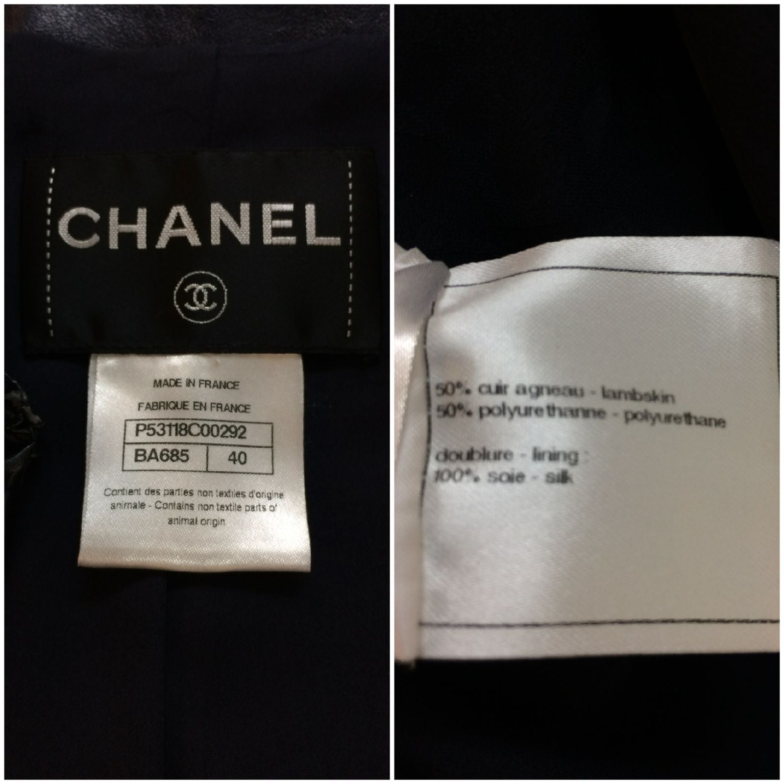 CHANEL CC Mark Ribbon  leather Jacket Size 40