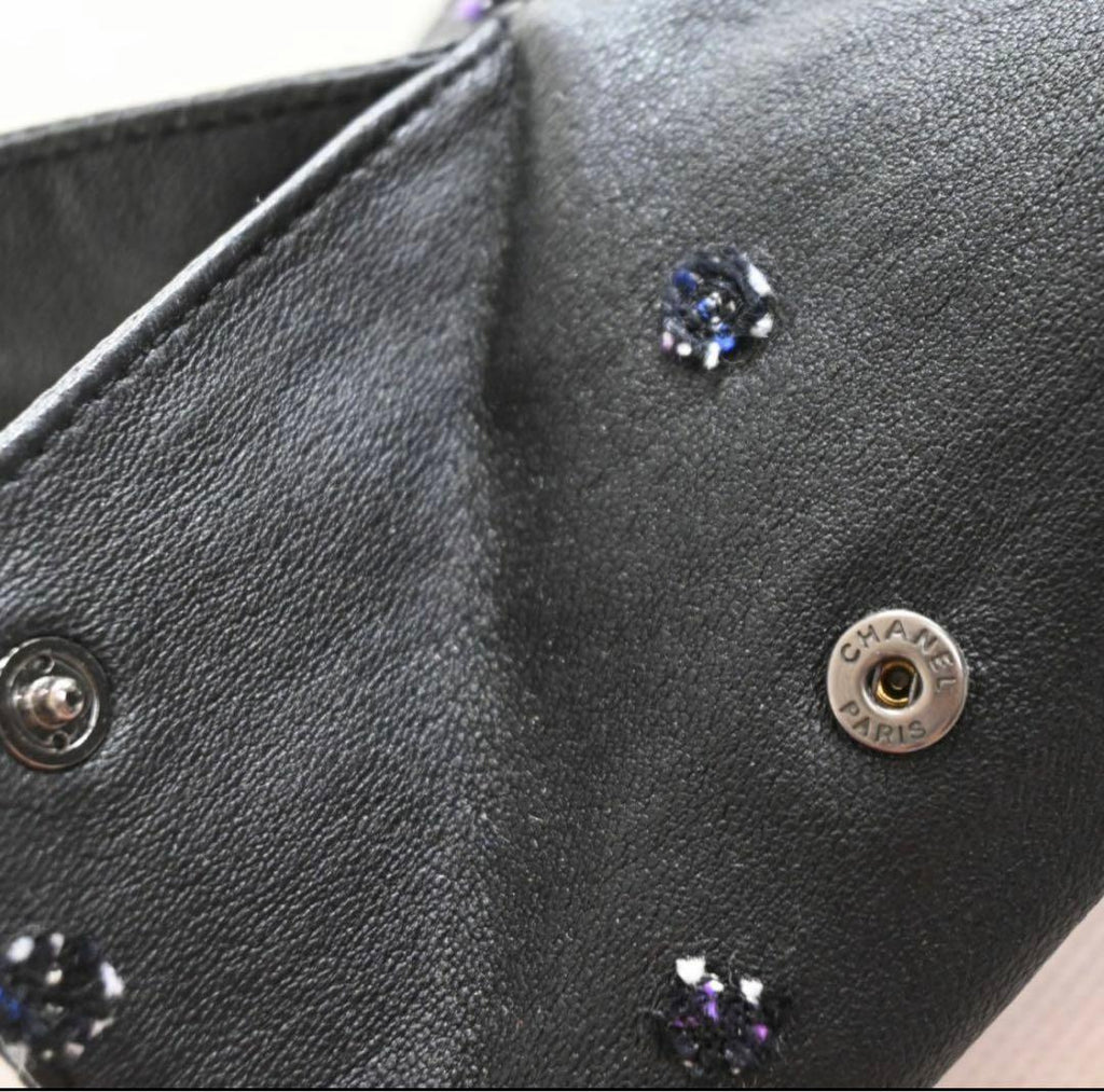 CHANEL Lamb Leather Double Riders Jacket Dot Motif Size 38
