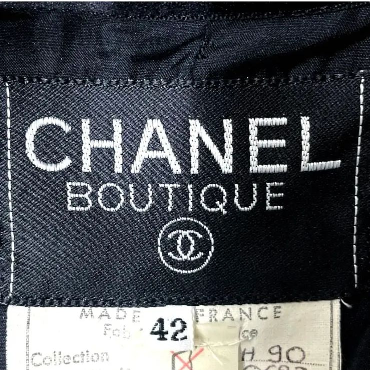 CHANEL カメリア ウールシルク ノーカラージャケット サイズ42