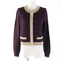 CHANEL 17A Cashmere Keyhole Button Cardigan Plum / Golden Beige Size 38