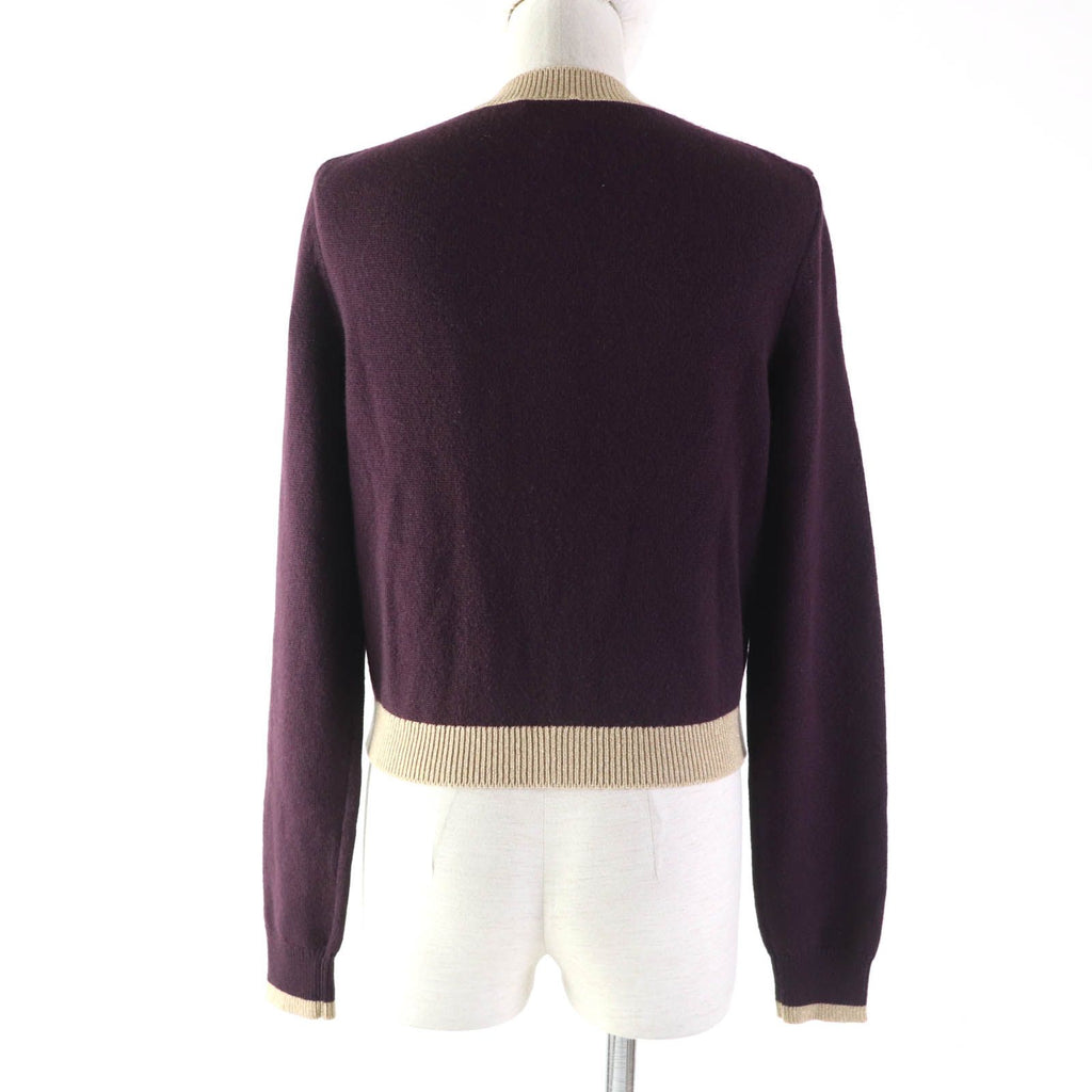 CHANEL 17A Cashmere Keyhole Button Cardigan Plum / Golden Beige Size 38