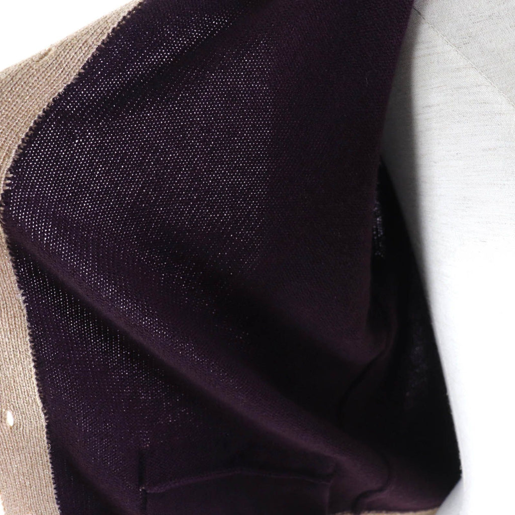 CHANEL 17A Cashmere Keyhole Button Cardigan Plum / Golden Beige Size 38