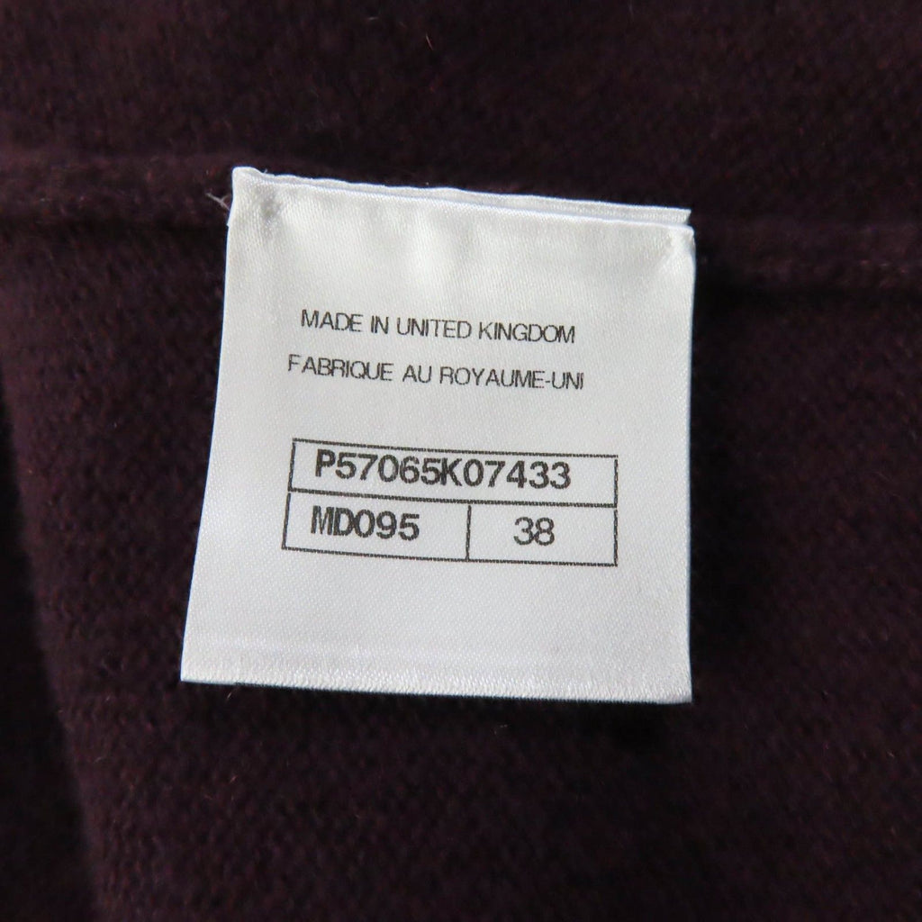 CHANEL 17A Cashmere Keyhole Button Cardigan Plum / Golden Beige Size 38