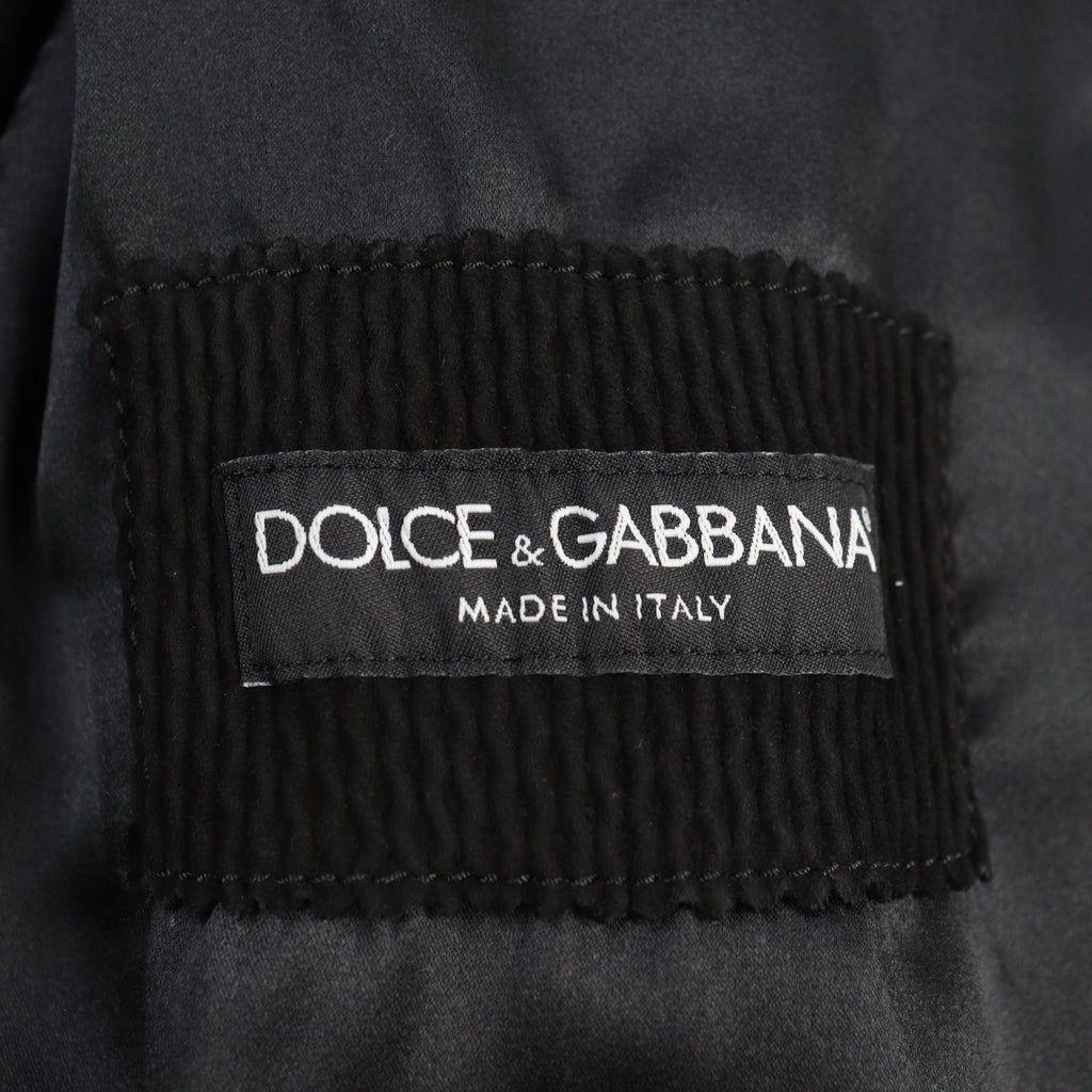 DOLCE & GABBANA G9BF1L Lambskin Silk Lining Black Tag Double Zip Leather Jacket Black Size 46