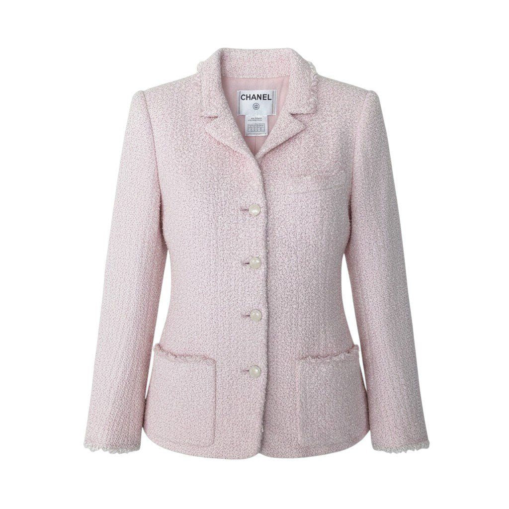 CHANEL 04C Fancy Tweed Tailored Jacket Pink CC Mark Size 40