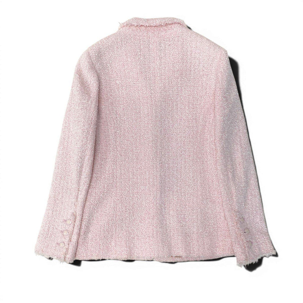 CHANEL 04C Fancy Tweed Tailored Jacket Pink CC Mark Size 40