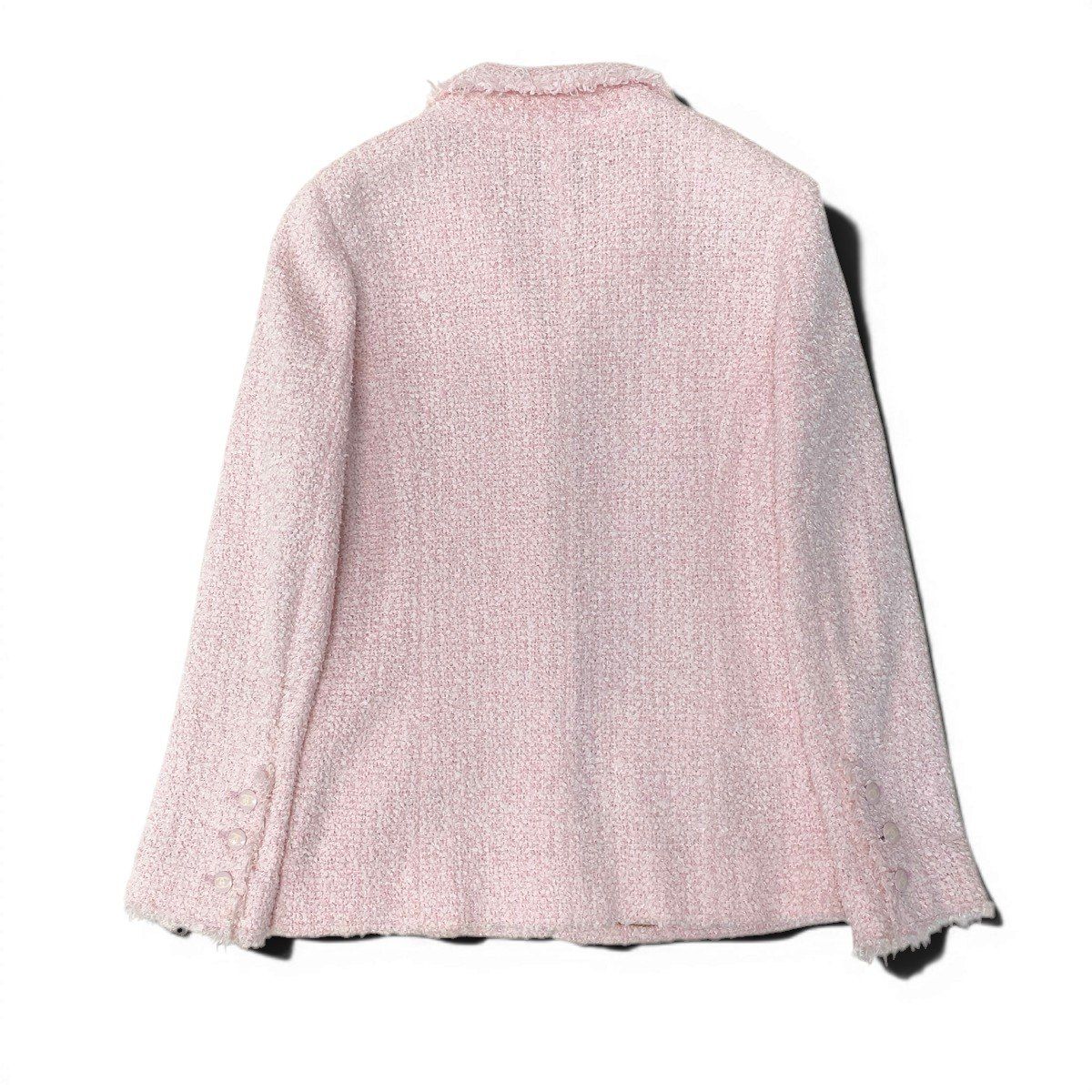 CHANEL 04C Fancy Tweed Tailored Jacket Pink CC Mark Size 40