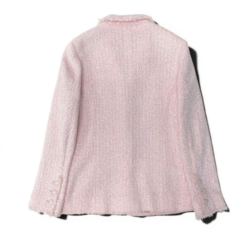 CHANEL 04C Fancy Tweed Tailored Jacket Pink CC Mark Size 40