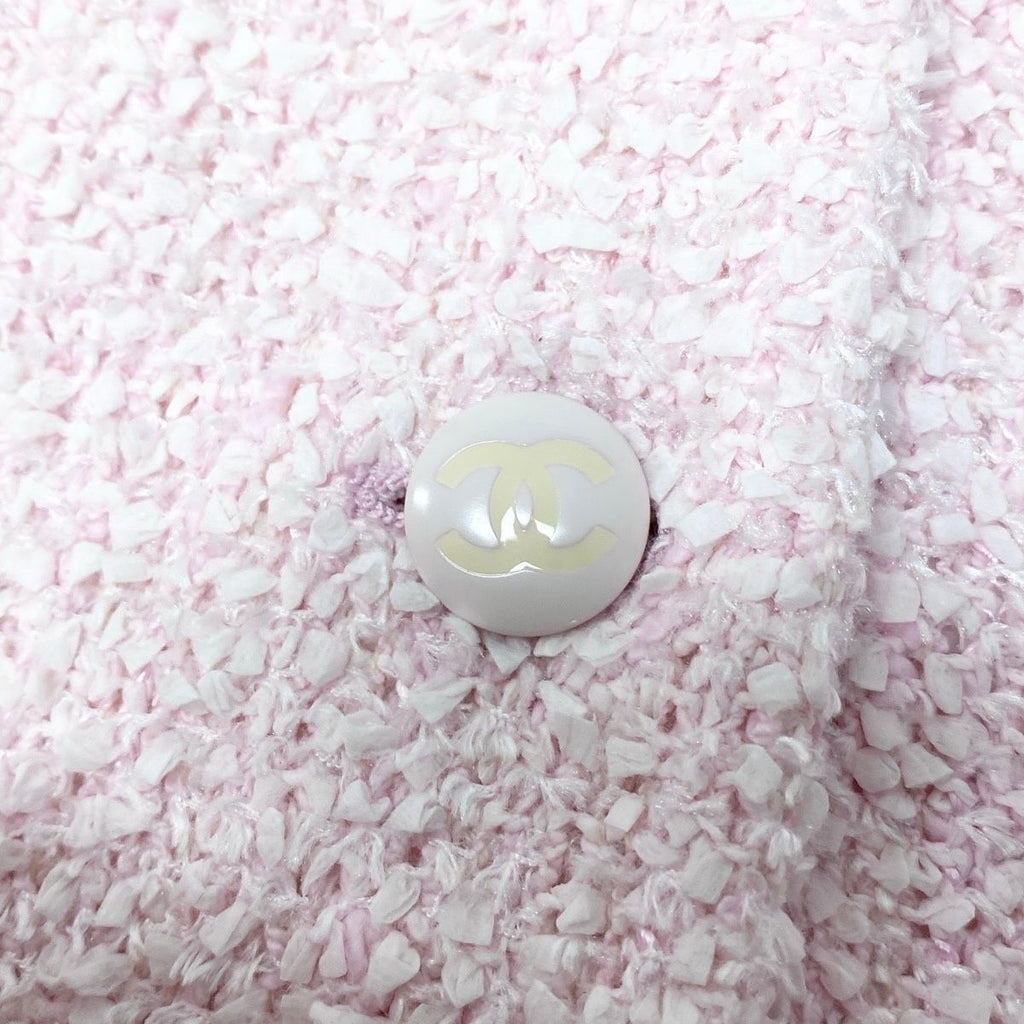 CHANEL 04C Fancy Tweed Tailored Jacket Pink CC Mark Size 40
