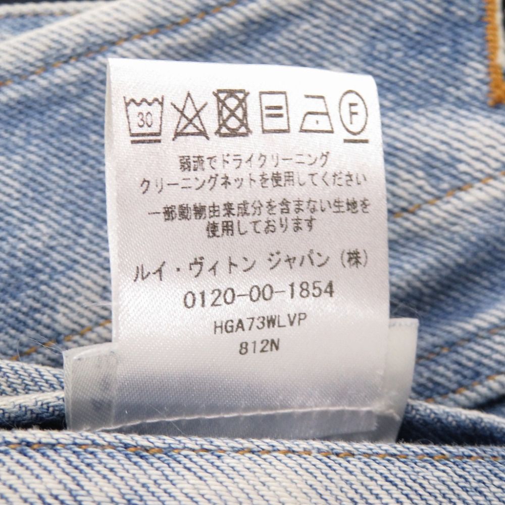ルイ・ヴィトン 19SS ヴァージル・アブロー ダブルフロント コットン/レザー デニムジャケット ブルー サイズ46