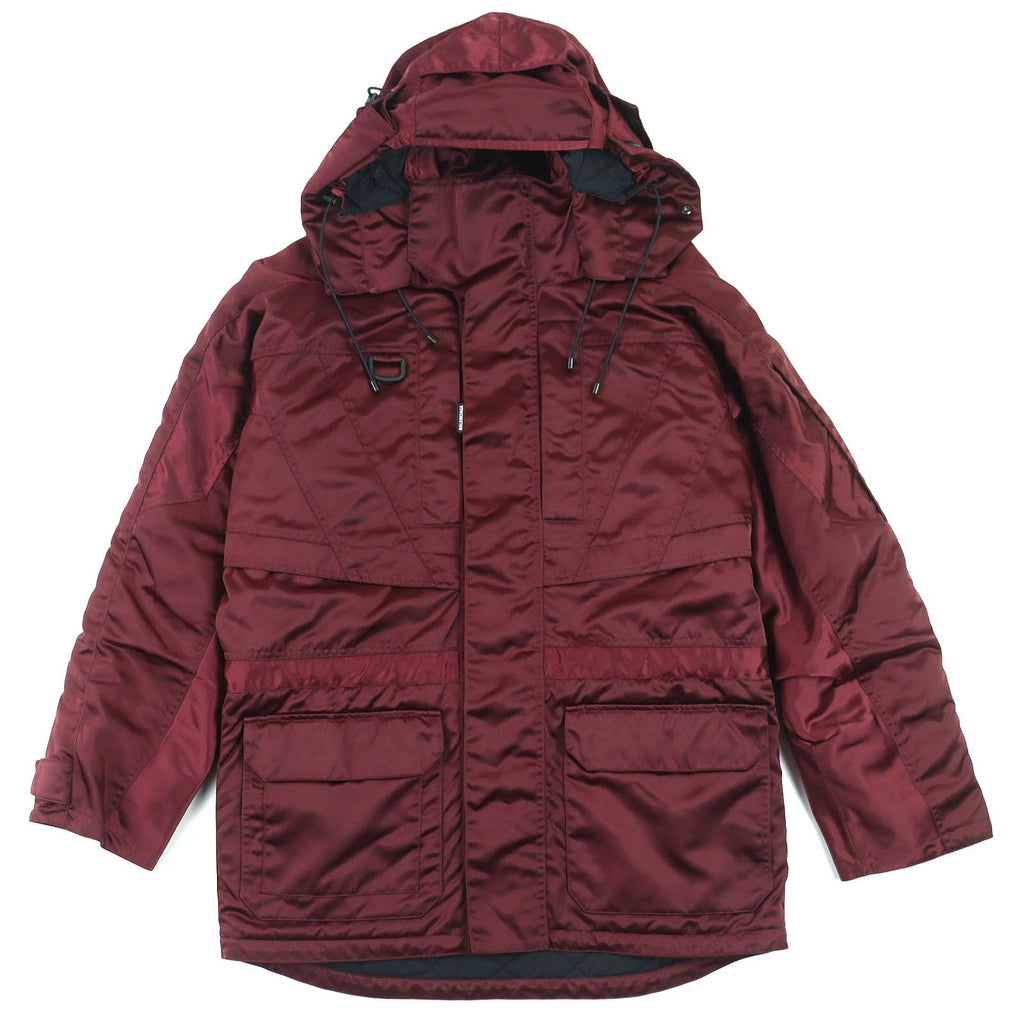 BALENCIAGA 594907 Grape Nylon Oversize Hooded Padded Coat Bordeaux Size 42