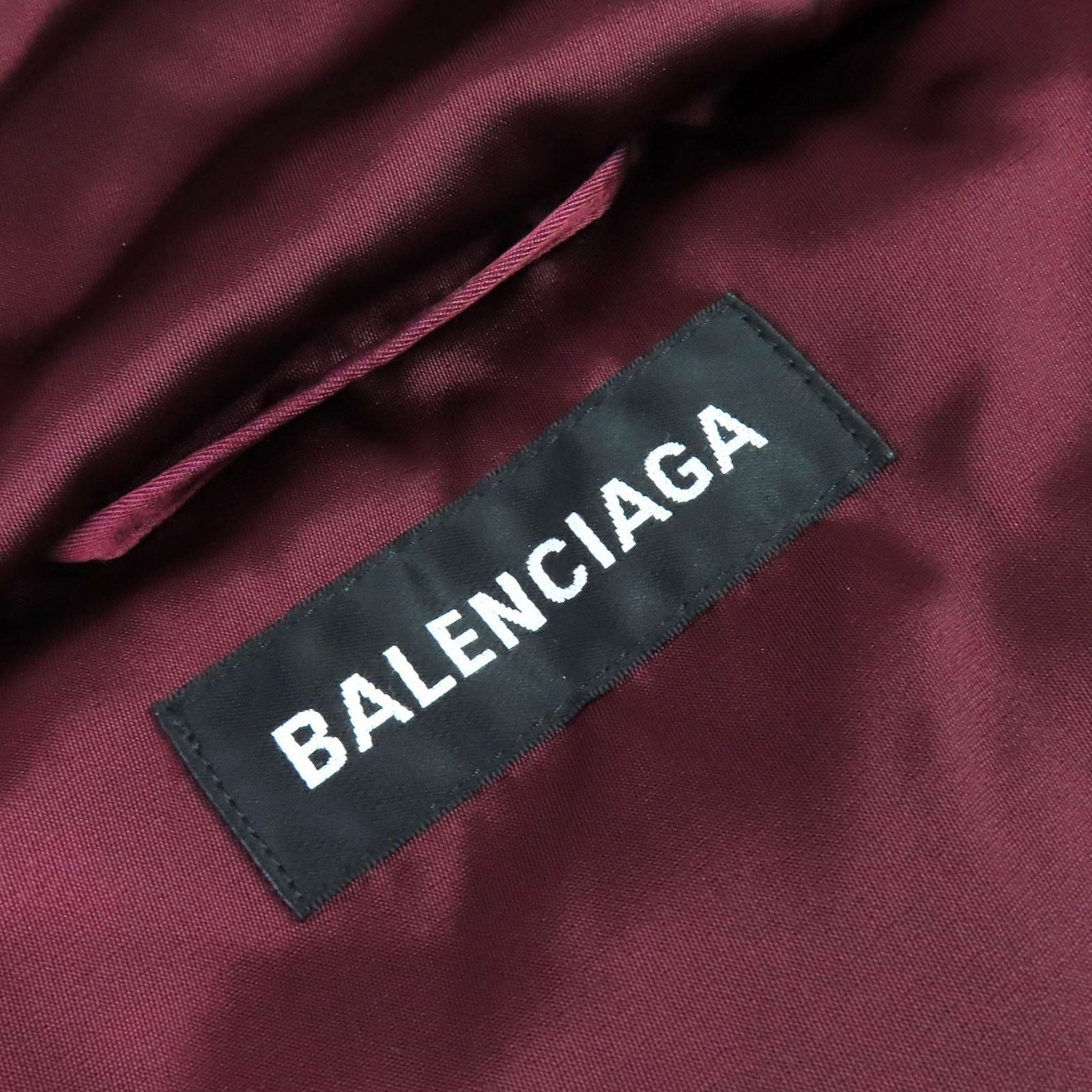 BALENCIAGA 594907 Grape Nylon Oversize Hooded Padded Coat Bordeaux Size 42