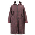 FENDI FF Logo Zucca Houndstooth Reversible Nylon Hooded Long Raincoat Dark Red / Black Size 48
