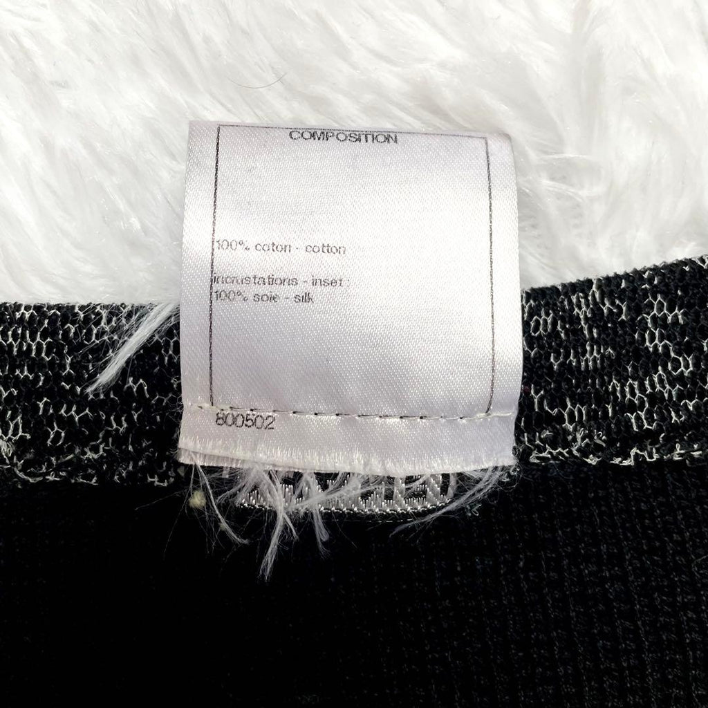 CHANEL Silk Blend Short Sleeve Knit Dress A-Line CC Mark XS