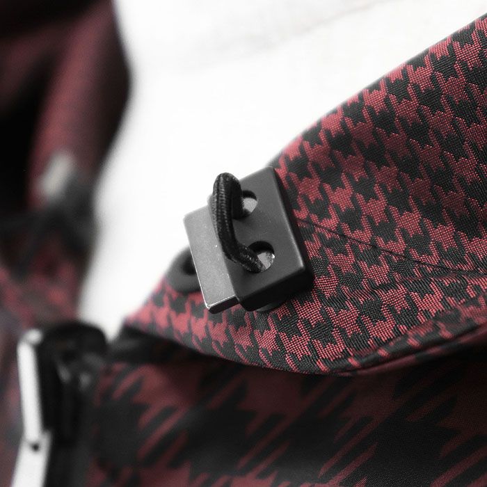 FENDI FF Logo Zucca Houndstooth Reversible Nylon Hooded Long Raincoat Dark Red / Black Size 48