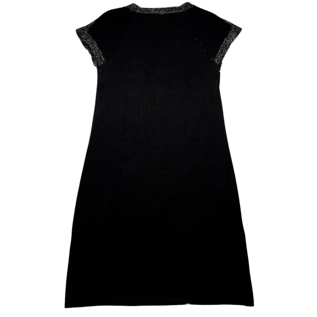 CHANEL Silk Blend Short Sleeve Knit Dress A-Line CC Mark XS