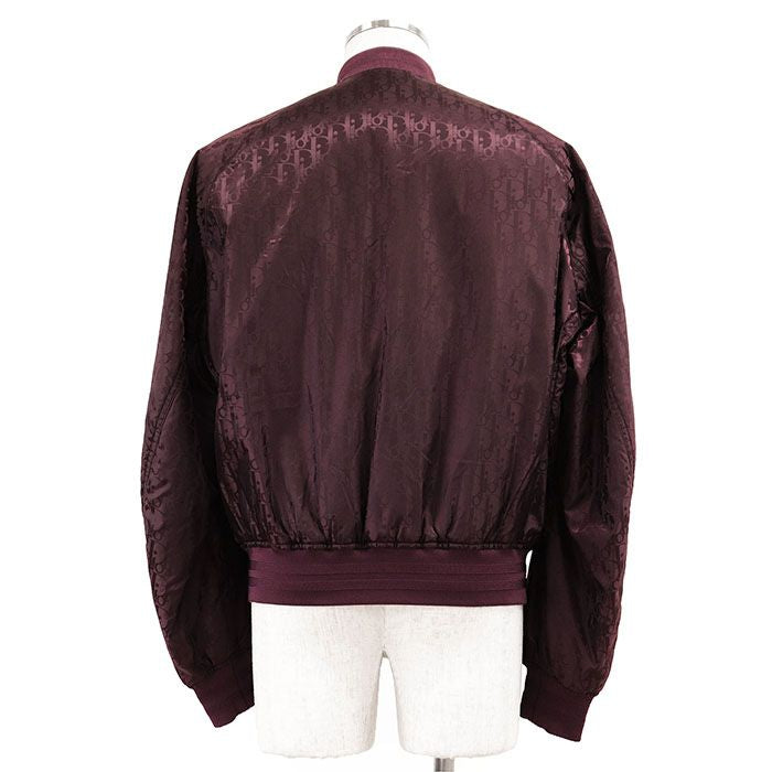 DIOR オブリーク リバーシブル パッド入りブルゾン MA-1ジャケット CDロゴ トロッター ミリタリー コットンナイロン ボルドー サイズ48