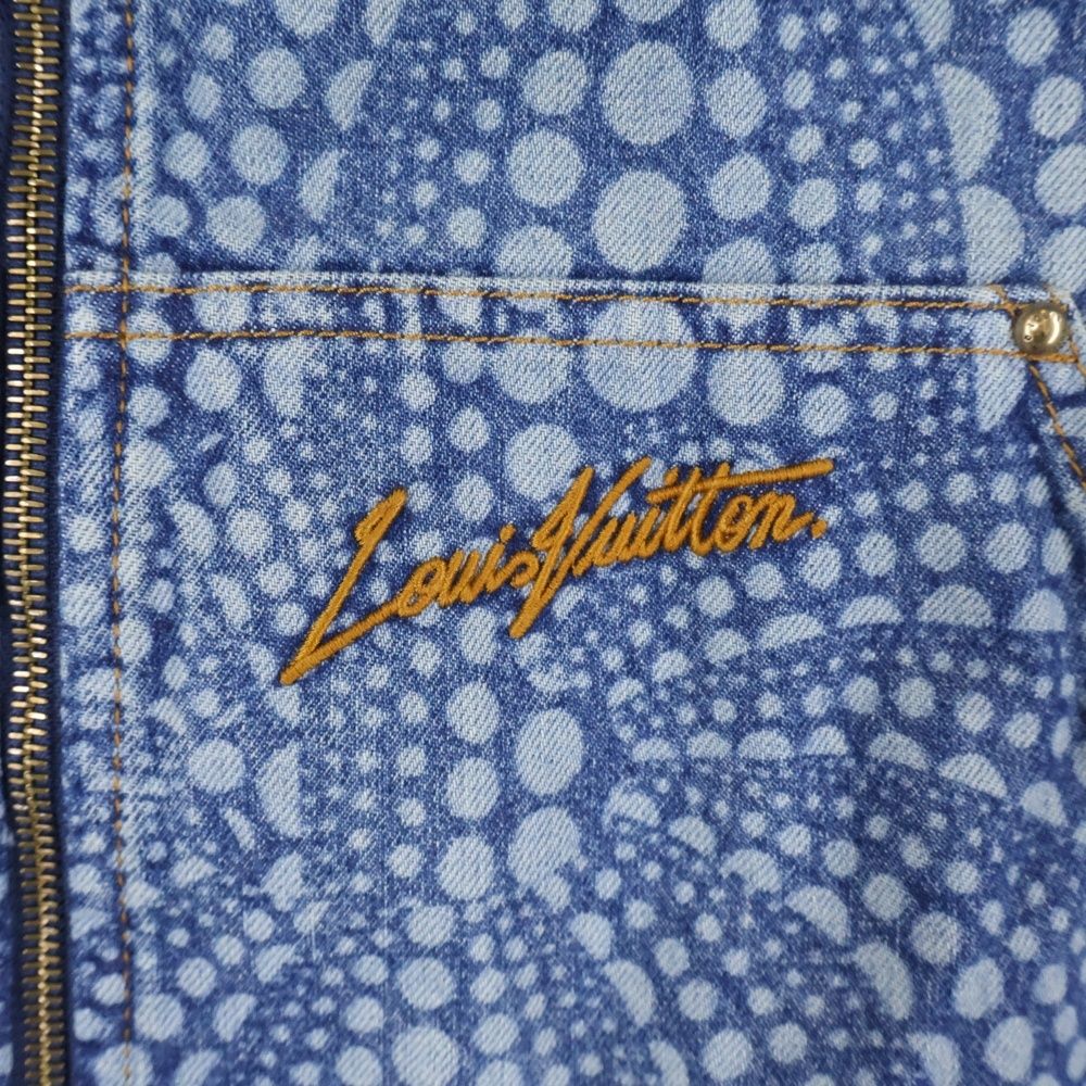 LOUIS VUITTON 23AW × Yayoi Kusama Zip-Up Denim Blouson Jacket Dot Pattern RM232H YN3 HOA30W Size 52