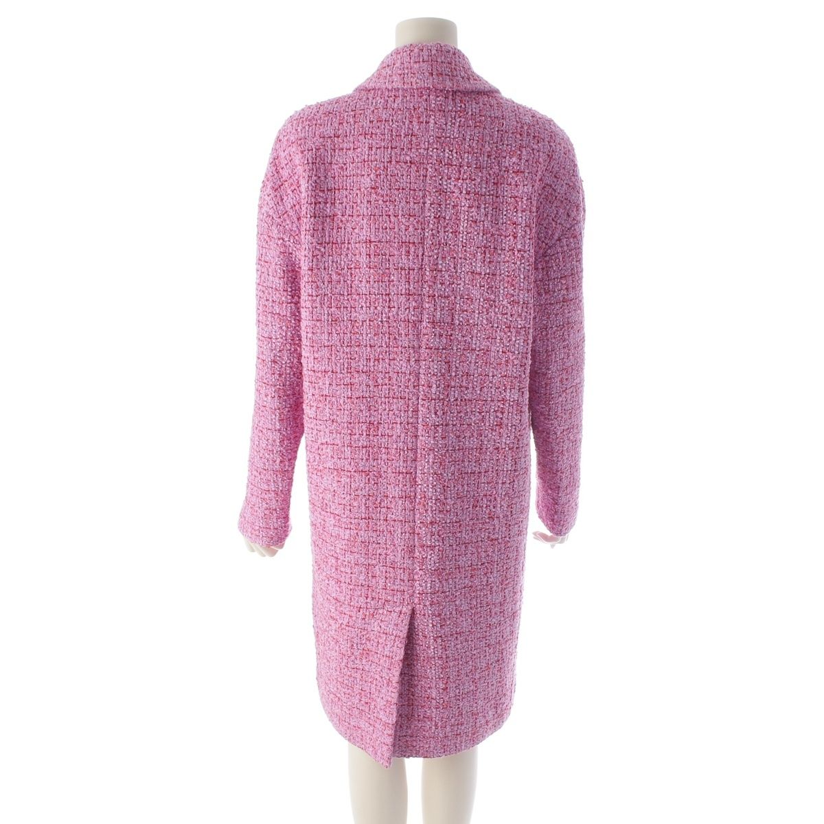 CHANEL 22SS P72393 Lion Button Tweed Long Coat Pink Size 36