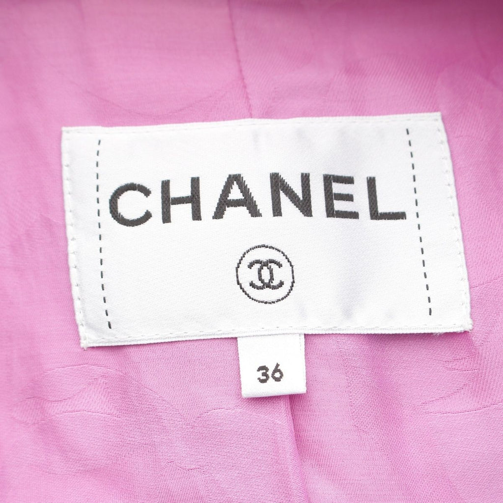 CHANEL 22SS P72393 Lion Button Tweed Long Coat Pink Size 36